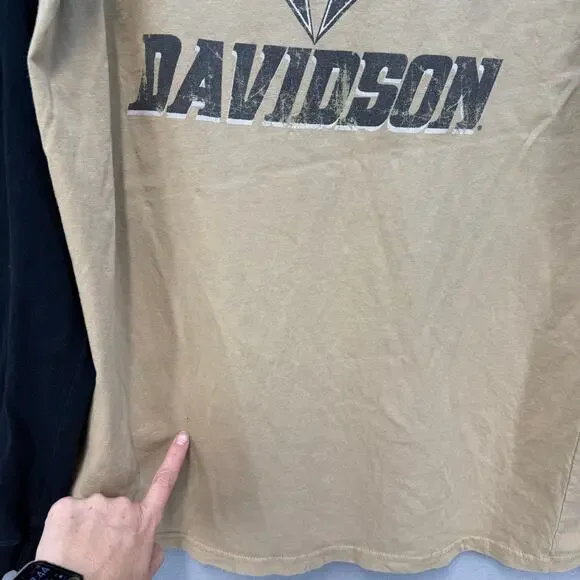 Harley Davidson T-shirt Men's L Black Gold Motorcycle Shirt Raglan Sleeve - Picture 9 of 12